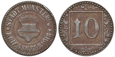 Германия, Мюнстер 10 пфеннигов 1918 Funck 350.3Aa железо 4119-923
