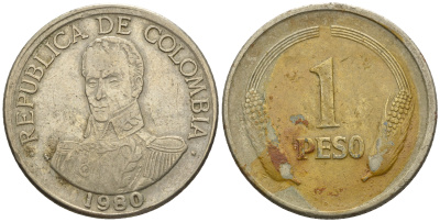 Колумбия 1 песо 1976 Симон Боливар KM 258.2 медно-никель 4610-253