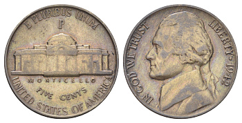 США 5 центов 1942 P KM 192a серебро 4668-947