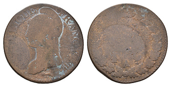 Франция 5 сантимов 1796-1800 KM 640 бронза 37-141