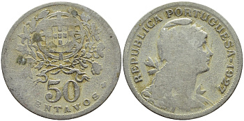 Португалия 50 сентаво 1927 KM 577 медно-никель 4395-814
