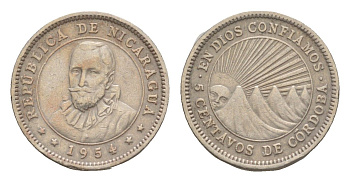 Никарагуа 5 сентаво 1954 KM 24.1 медно-никель 4640-948