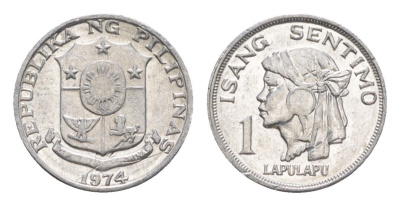 Филиппины 1 сентимо 1974 KM 196 алюминий UNC 4649-633