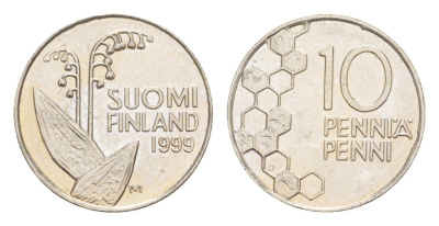 Финляндия 10 пенни 1999 KM 65 медно-никель 4647-361