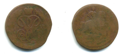 РОССИЯ 1 КОПЕЙКА 1759 медь 61-347