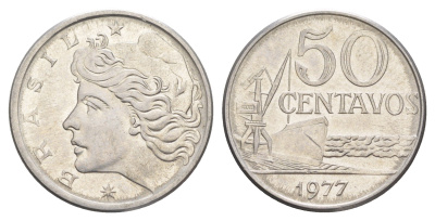 Бразилия 50 сентаво 1977 KM 580b нержавеющая сталь UNC 4642-1127