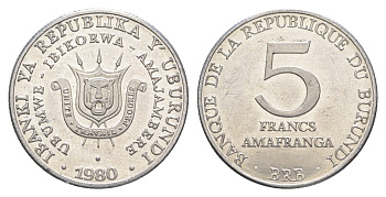 Бурунди 5 франков 1980 KM 20 алюминий UNC 4652-941
