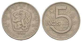 Чехословакия 5 крон 1966 KM 60 медно-никель 4548-927