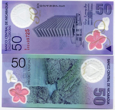 Никарагуа 50 кордоба 2009 50 лет Центральному банку, каньон Сомото Pick 207 пластик UNC (пресс) 447-70-3