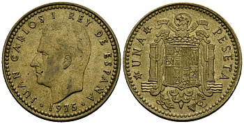 Испания 1 песета 1975 (79) Хуан Карлос I (1975-2014) KM 806 алюминиевая бронза 4138-1034