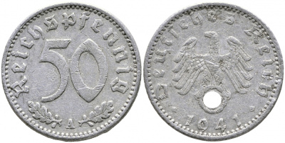 Германия 50 рейхспфеннигов 1941 A KM 96, J. 372 алюминий 4525-1213