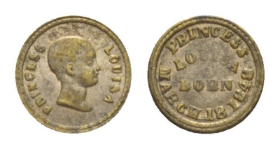 Великобритания жетон "принцесса Луиза Великобританская - дочь королевы Виктории" XIX век вес 0,35 гр, диаметр 8,5 мм серебро UNC 1516-941