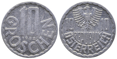 АВСТРИЯ 10 ГРОШЕЙ 1982 KM 2878 алюминий 53-827