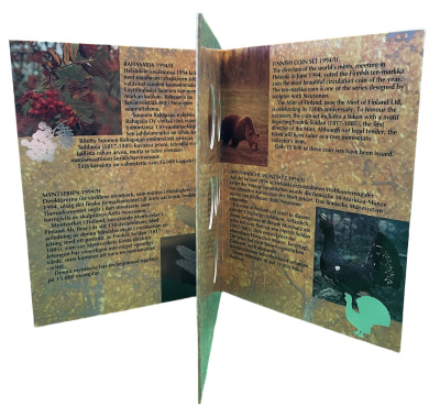 Финляндия госнабор из 5 монет плюс оригинальный жетон 1994 UNC 3-4-1-50