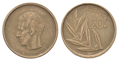 Бельгия 20 франков 1981 Belgique, Бодуэн I (1951-1993) KM 159 никель латунь 4704-1217