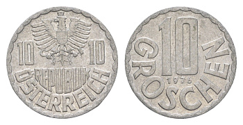 Австрия 10 грошей 1976 KM 2878 алюминий 4147-268