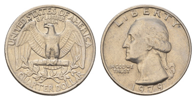 США 25 центов (квотер) 1979 Вашингтон KM А164а медь плакированная медно-никелем 4681-442