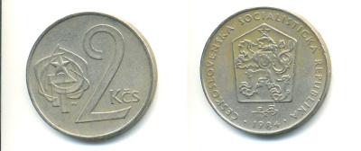 Чехословакия 2 кроны 1984 KM 75 медно-никель 89-1853