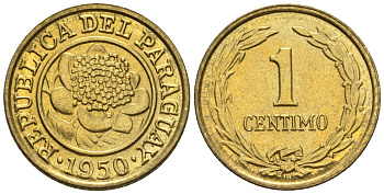 Парагвай 1 сентимо 1950  KM 20 алюминиевая бронза  aUNC  220-1023