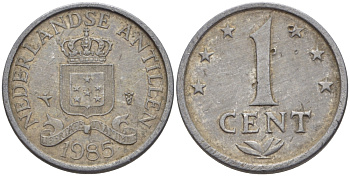 Нидерландские Антилы 1 цент 1985 Беатрикс (1980-2013) KM 8а алюминий 66-952