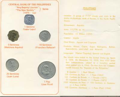 Филиппины набор из 5 монет 1975 в оригинальном картонном буклете UNC 00-00