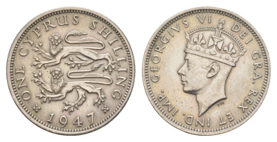 Кипр 1 шиллинг 1947 Георг VI (1936-1952), год-тип KM 27 медно-никель UNC 4127-1322