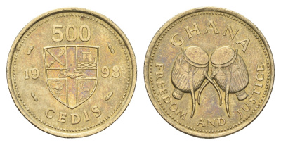 Гана 500 седи 1998 KM 34 никель латунь 4666-616