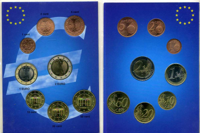 ФРГ евронабор из 8 монет 2002 A  биметалл  UNC  1-6-2-16