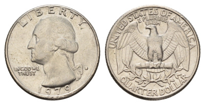 США 25 центов (квотер, 1/4 доллара) 1979 Вашингтон KM 164a медь плакированная медно-никелем 3996-622