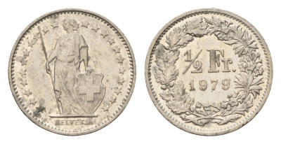 Швейцария 1/2 франка 1979 KM 23a медно-никель 4685-859