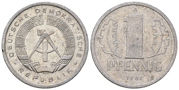 ГДР 1 пфенниг 1981 А KM 8.2 алюминий 4623-363