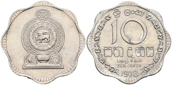 Шри-Ланка 10 центов 1978 KM 140a алюминий 4606-252
