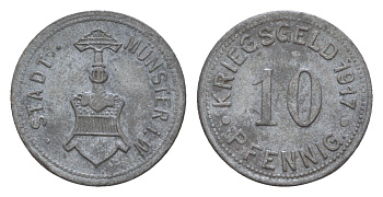 Мюнстер 10 пфеннигов 1917 Funck 350.1, Men18 22667.1 цинк 4659-266