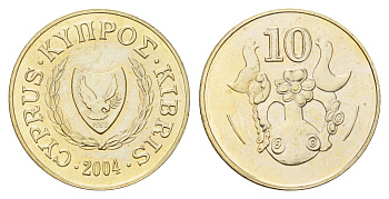 Кипр 10 центов 2004 KM 56.3 никель латунь UNC 4148-157