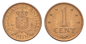Нидерландские Антильские острова (Нидерландские Антилы) 1 цент 1978 KM 8 бронза UNC 4627-661