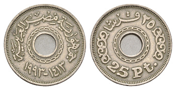Египет 25 пиастров 1993 KM 734 медно-никель 4673-734