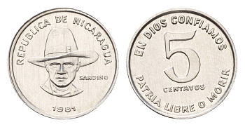 Никарагуа 5 сентаво 1981 год-тип KM 49 алюминий UNC 51-5052