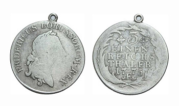 ПРУССИЯ 1/3 ТАЛЕРА 1775 на подвеске серебро 6-3-17