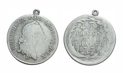 ПРУССИЯ 1/3 ТАЛЕРА 1775 на подвеске серебро 6-3-17