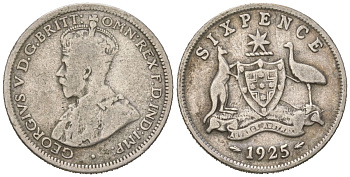 Австралия 6 пенсов 1925 Георг V (1910-1936) KM 25 серебро 71-363
