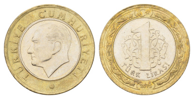 Турция 1 лира 2015 Кемаль Ататюрк KM 1244 биметалл UNC 4675-217