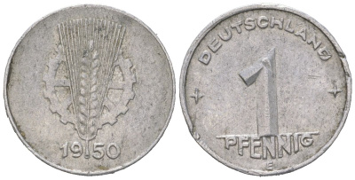ГДР 1 пфенниг 1950 E KM 1 алюминий 206-456