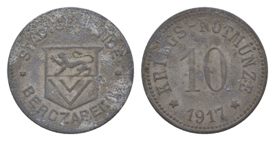 Бергцаберн 10 пфеннигов 1917 Funck 37.2, Men05 1804.2, Men18 2333.2 цинк 4547-646