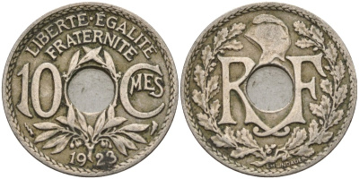 Франция 10 сантимов 1923 KM 866a, Le Franc 138.3 медно-никель 4143-924