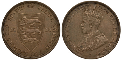 Джерси 1/12 шиллинга 1913 Георг V (1910-1936) KM 12 бронза aUNC 650-1121