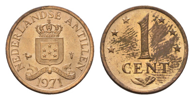 Нидерландские Антильские острова (Нидерландские Антилы) 1 цент 1971 Юлиана (1948-1980) KM 8 бронза  UNC  3458-1229
