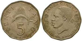 Танзания 5 центов 1976 KM 1 бронза 4172-241