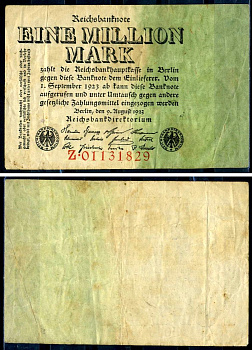Германия 1000000 марок 1923 Pick 101 бумага 7553-31-3-2
