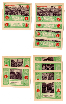 Штайнбах-бай-Бад-Либенштайн (Тюрингия) полный набор из 6 нотгельдов (50 пфеннигов) 1922 Mehl Grabowski 1261.1a бумага UNC (пресс) 7556-62-3-1