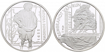 НИДЕРЛАНДЫ МЕДАЛЬ РЕМБРАНДТ (1606-1669), КУПАЛЬЩИЦА, ПОРТРЕТ 1655 ГОДА, ДИАМЕТР 30мм., ВЕС 9,42 гр. медно-никель 1087-2-22